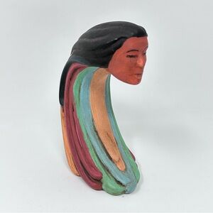 Native American Indian Wind Spirit Lady Girl Woman Long Neck Southwest Sculpture